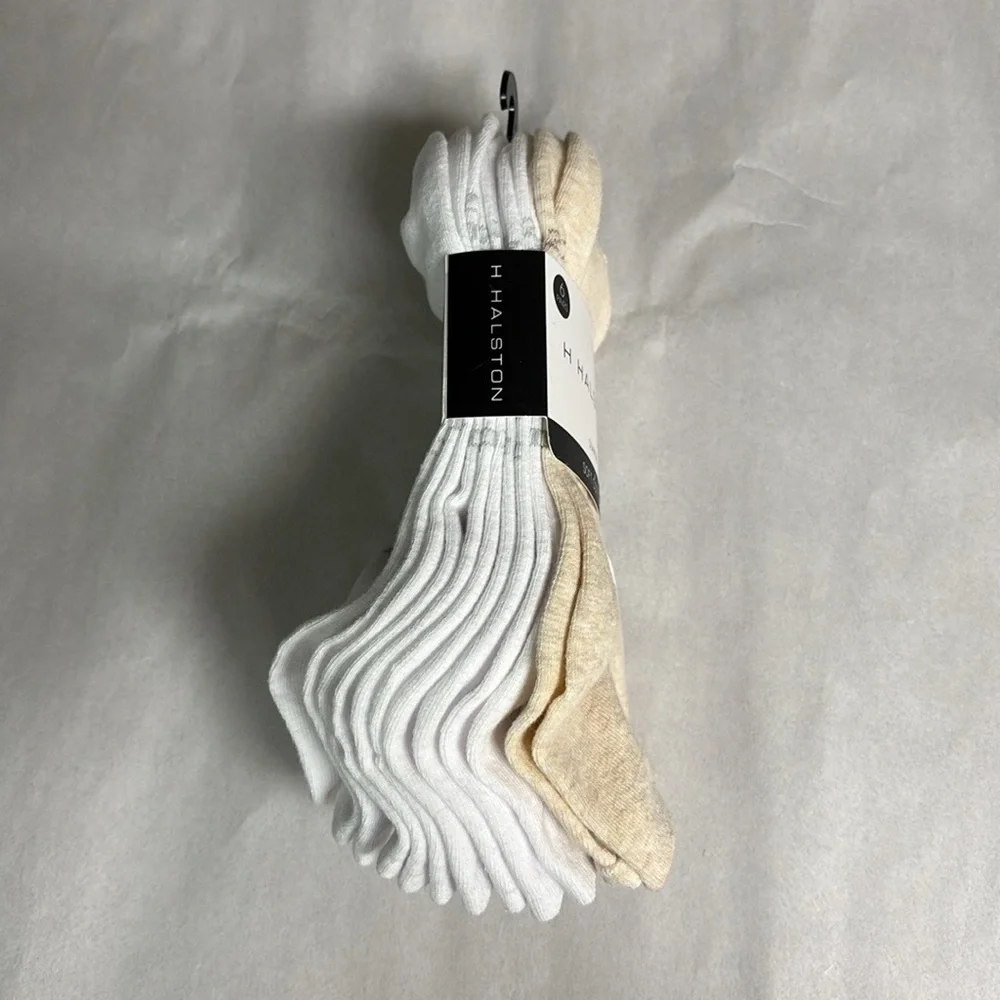 New H Halston Socks Women’s 6 Pair Tan & White Soft Quarters Casual Activewear - Picture 3 of 14